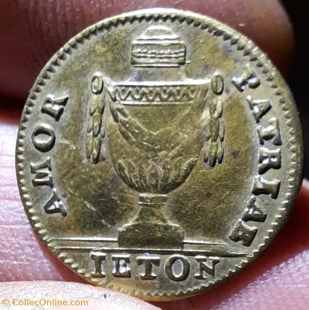 monnaies france modernes jeton louis 16 a tete nue a d r urne ornee de guirlandes d20 p2 09 g pmc nj2170 bis