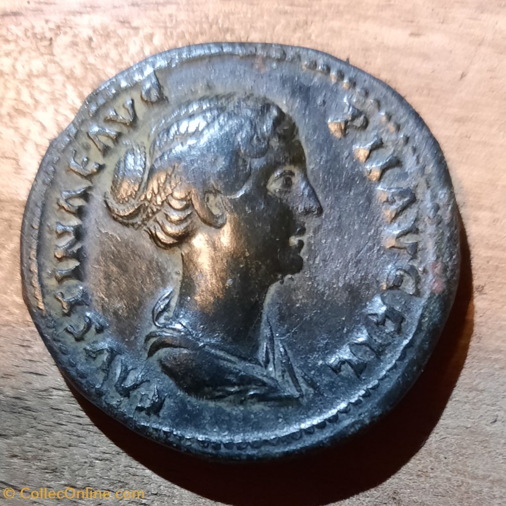 Faustine 2 A/ Tete a d R / Pudicite assise a g D 33.8 P 26.97g C186 RIC 1381 RCV 4716 monnaie antiquite av jc ap romaine republicaine imperiale faustine 2 a tete a d r pudicite assise a g d 33 8 p 26 97g c186 ric 1381 rcv 4716