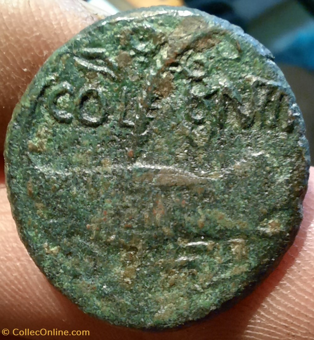 Nimes As A/Tetes adossees Auguste et Agrippa R/Crocodile -16-10 D24.4 P9.18g monnaies antiquite av jc ap romaines provinciales nimes as a tetes adossees auguste et agrippa r crocodile 16 10 d24 4 p9 18g