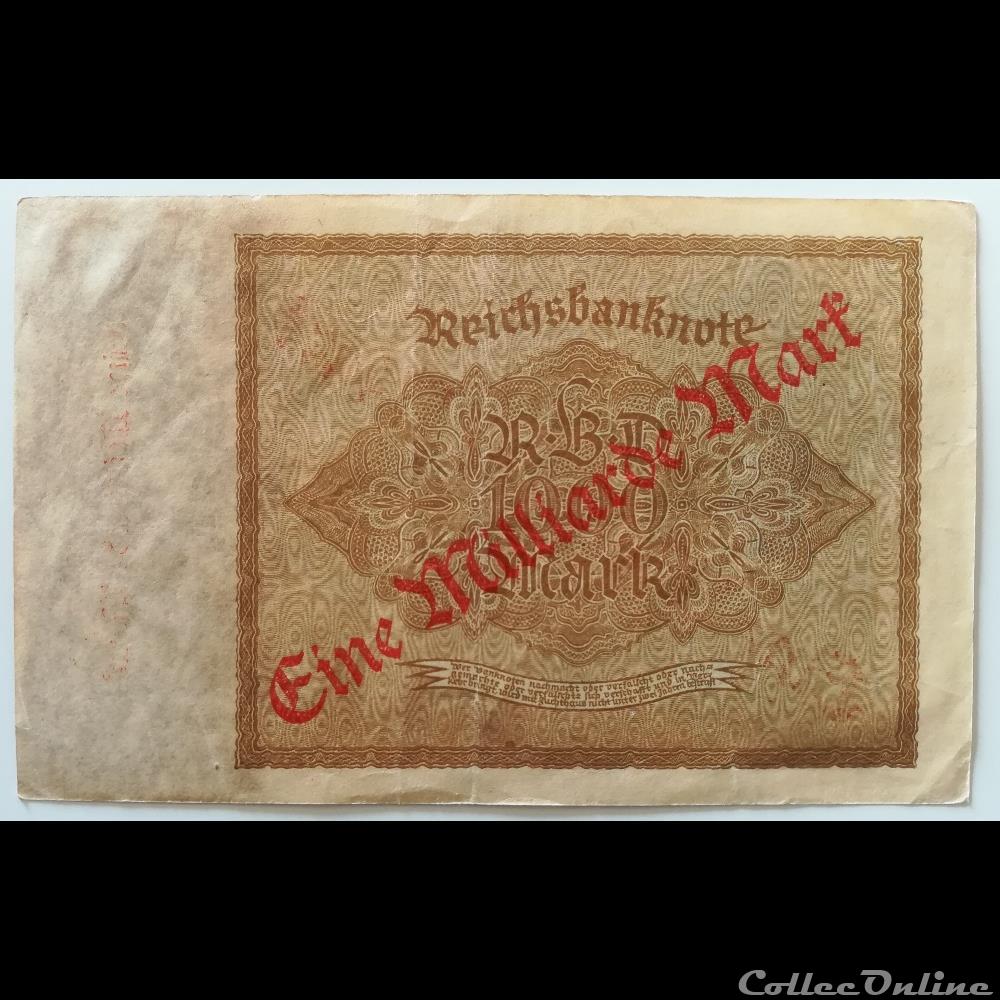billet allemagne 1 milliarde reichmarks decembre 1922