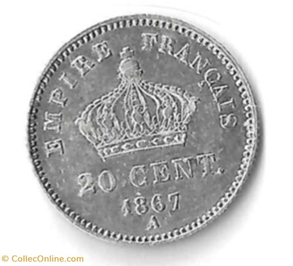 monnaie france moderne napoleon iii vingt centimes tete lauree grand module