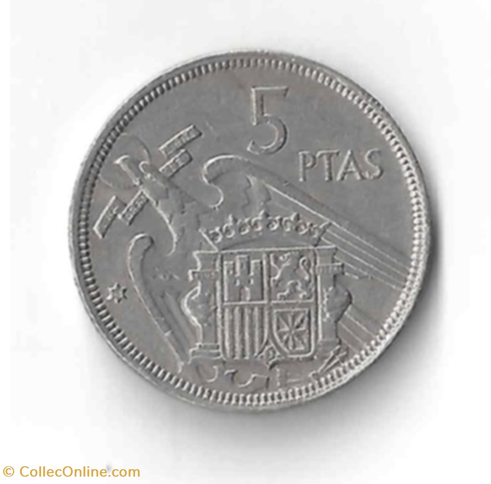 Francisco Franco, 5 Pesetas monnaie monde espagne francisco franco 5 pesetas