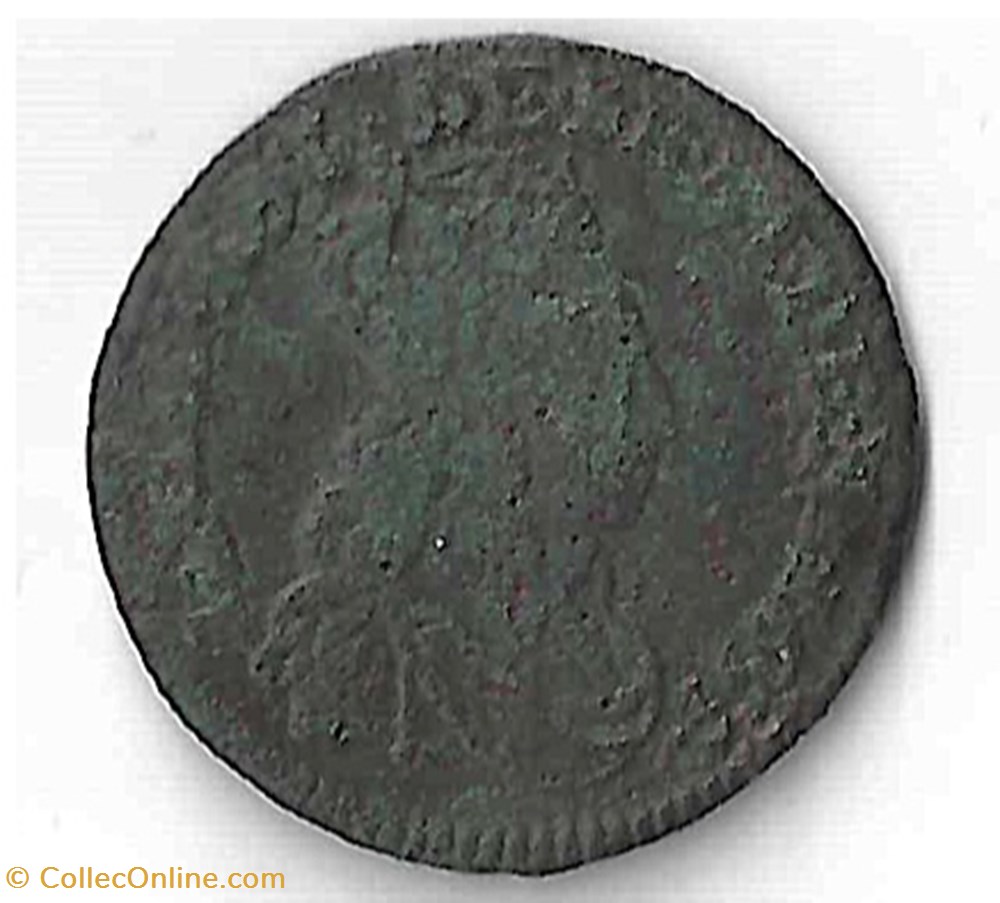 Louis XIV, Liard de France au buste juvénile monnaie royale louis xiv liard de france au buste juvenile