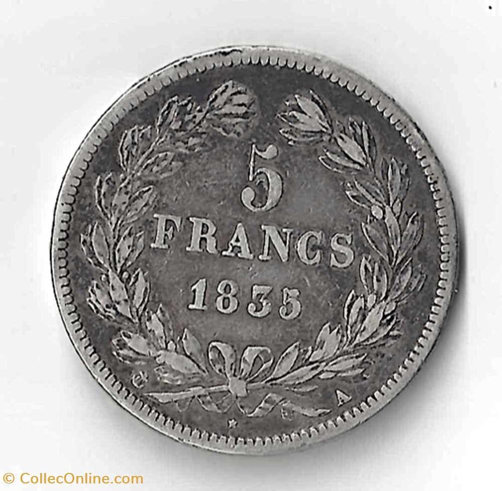 Louis Philippe I, 5 Francs tête laurée monnaie france moderne louis philippe i 5 francs tete lauree