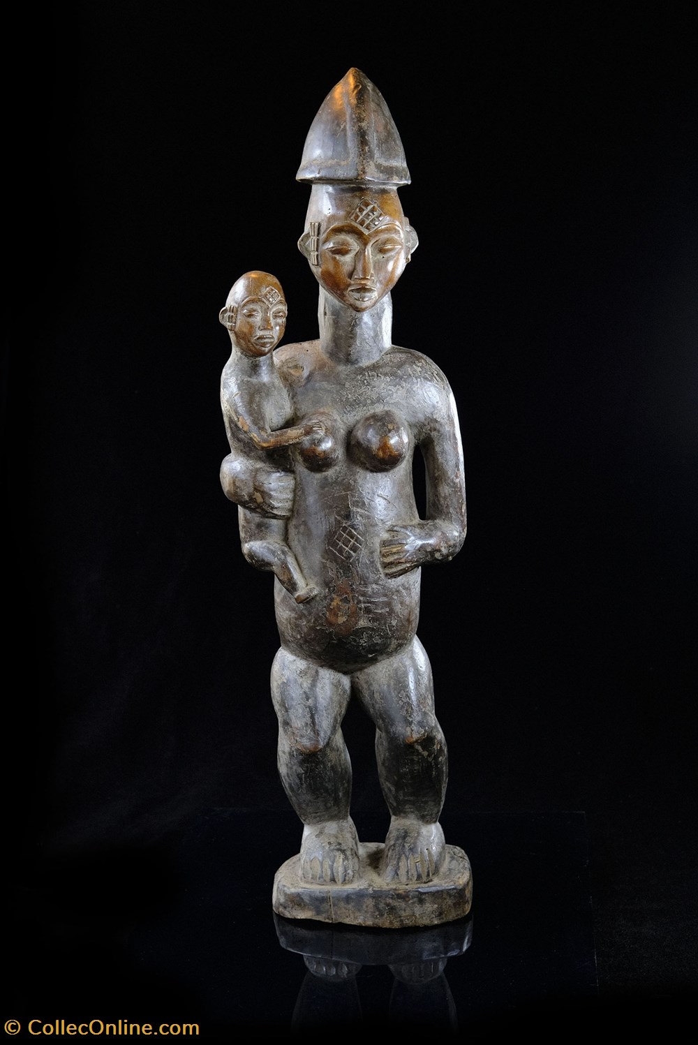 Grande statue de maternité - Punu Lumbo 2 art antiquites africain statuettes grande statue de maternite punu lumbo