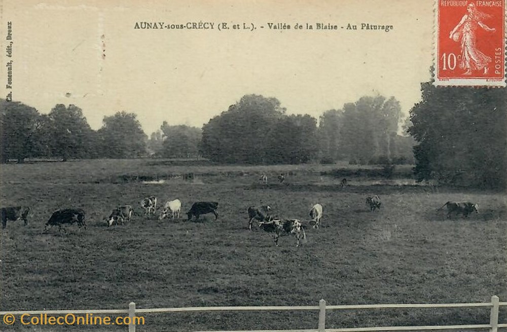 cartes postales europe france paturage aunay sous crecy