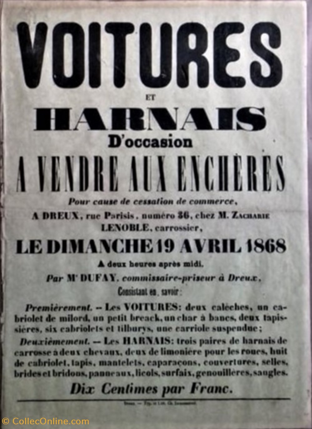Vente de voitures et harnais d'occasion documents anciens affiches institutionnelle vente de voitures et harnais occasion