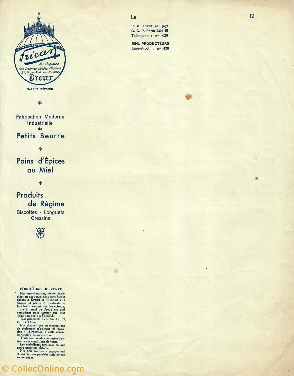 Boulangerie A. Frican documents anciens factures commerciaux boulangerie a frican