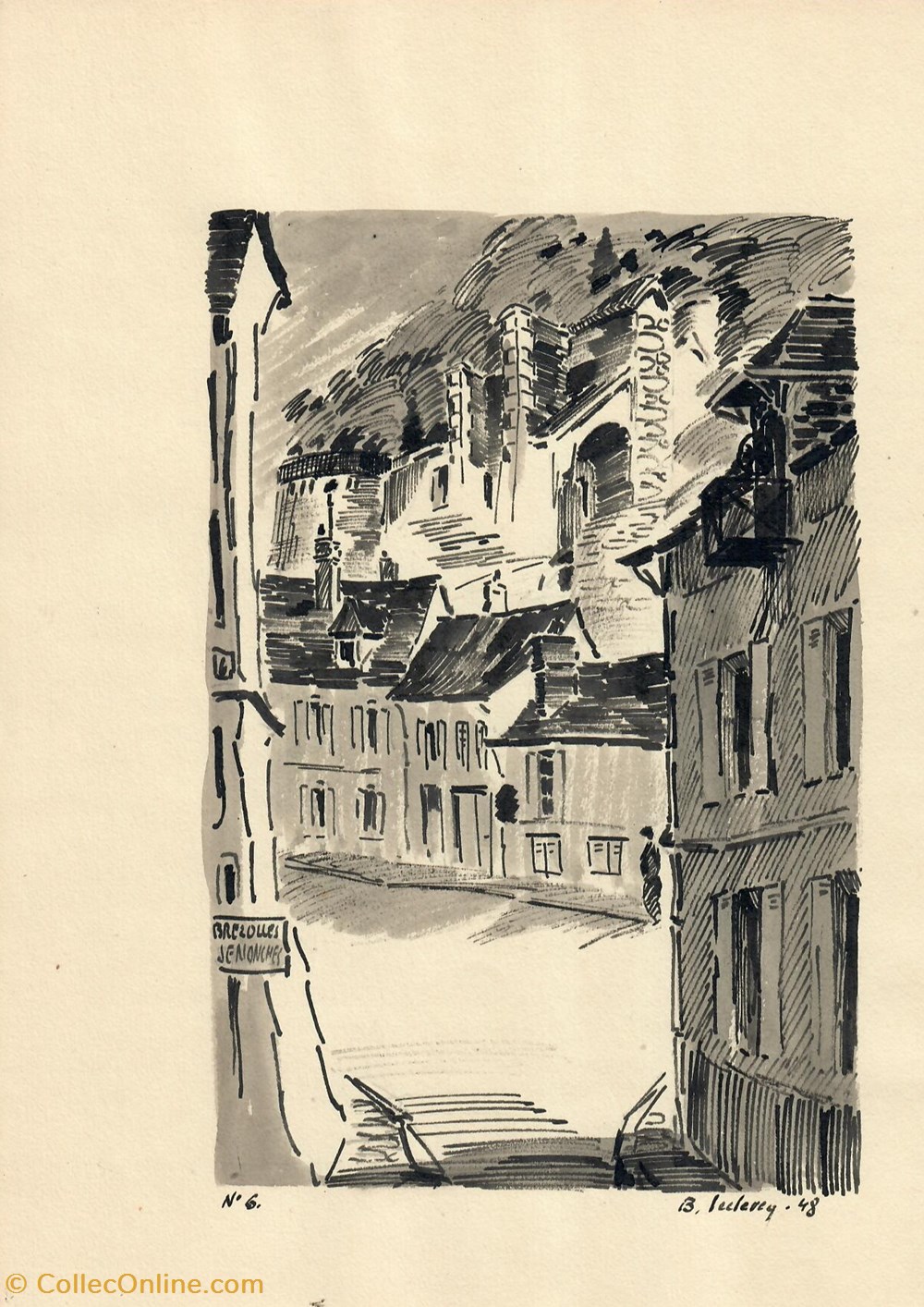 Remparts du château et rue d'Orfeuil depuis la rue du Vieux Pavé antiquites peintures dessins remparts du chateau et rue orfeuil depuis la rue du vieux pave