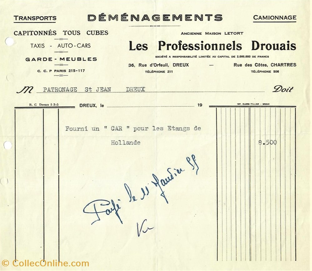 Les Professionnels Drouais documents anciens factures commerciaux les professionnels drouais