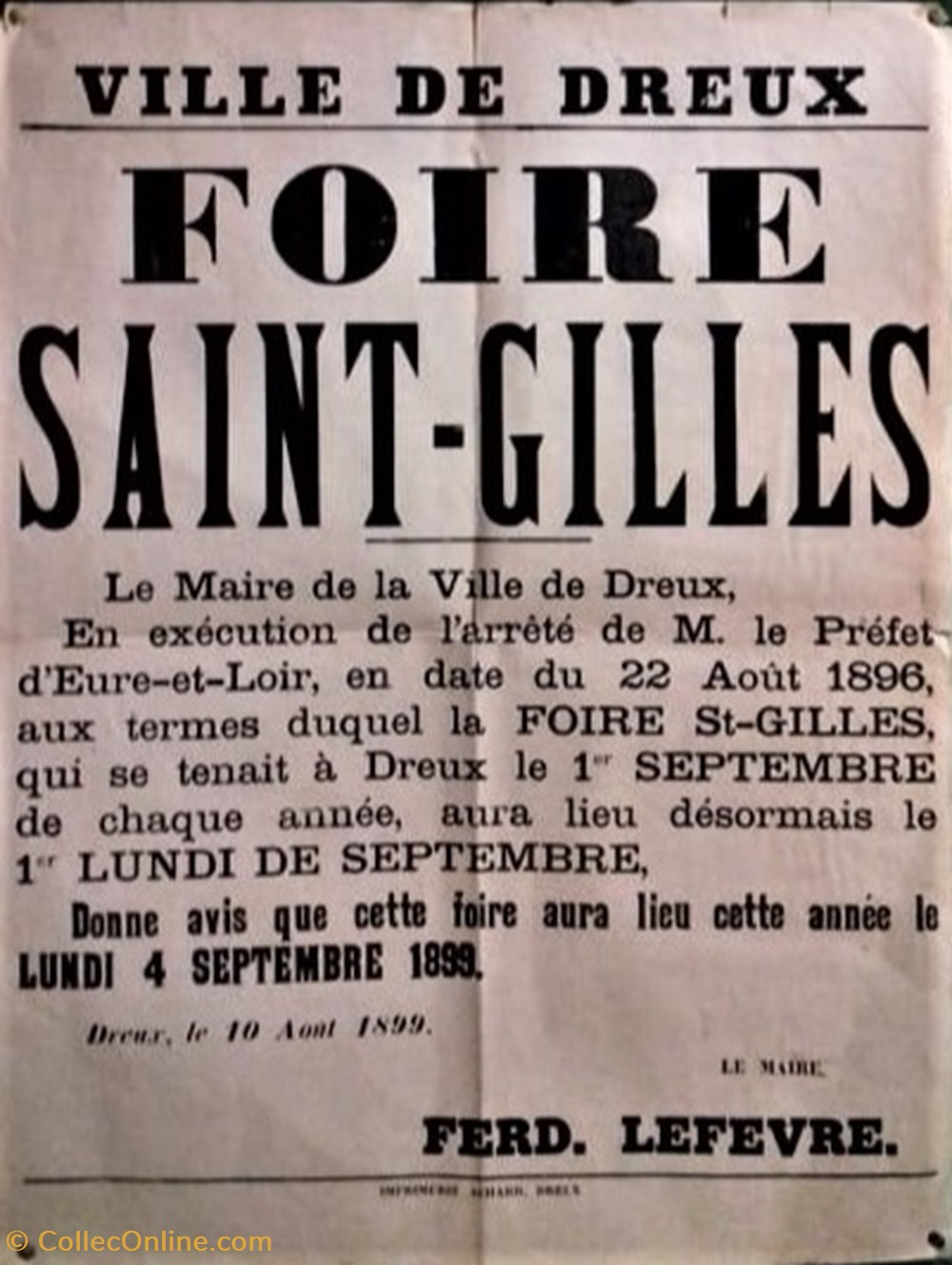 Foire Saint-Gilles de Dreux documents anciens affiches institutionnelle foire saint gilles de dreux