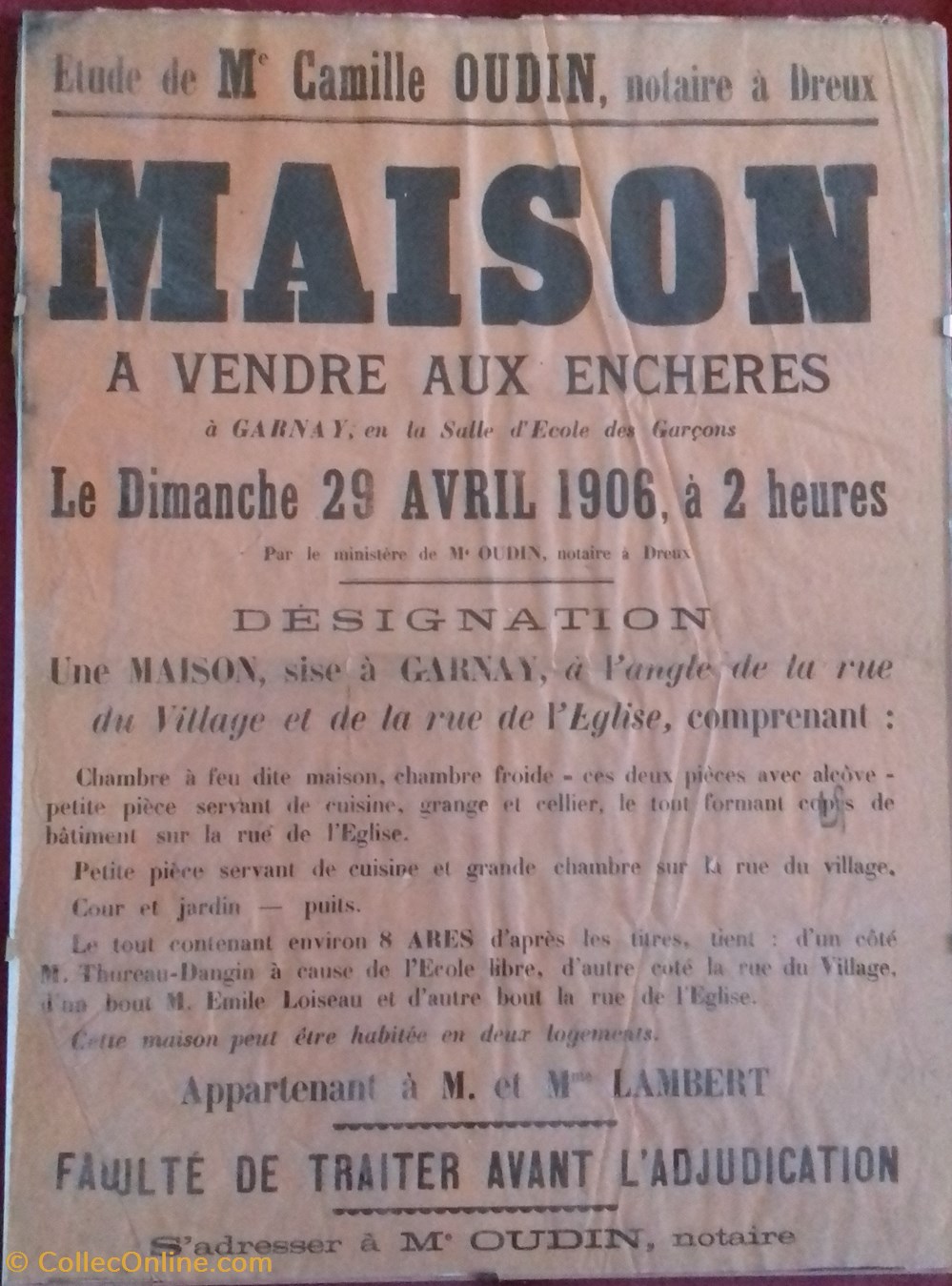 Vente de maison documents anciens affiches institutionnelle vente de maison