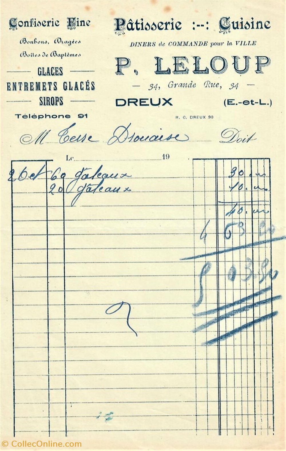 documents anciens factures commerciaux confiserie fine patisserie p leloup