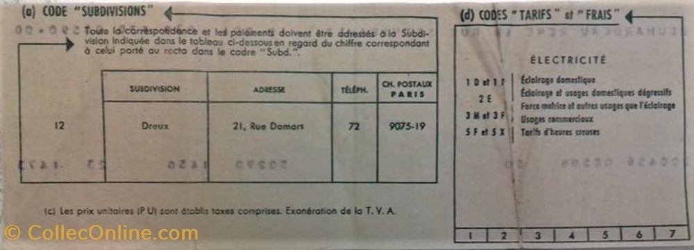 Régie Municipale de l'Électricité de la Ville de Dreux documents anciens factures commerciaux regie municipale de electricite de la ville de dreux