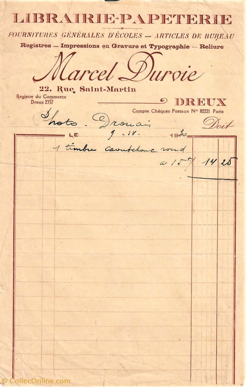 Librairie-Papeterie Marcel Duvoie documents anciens factures commerciaux librairie papeterie marcel duvoie