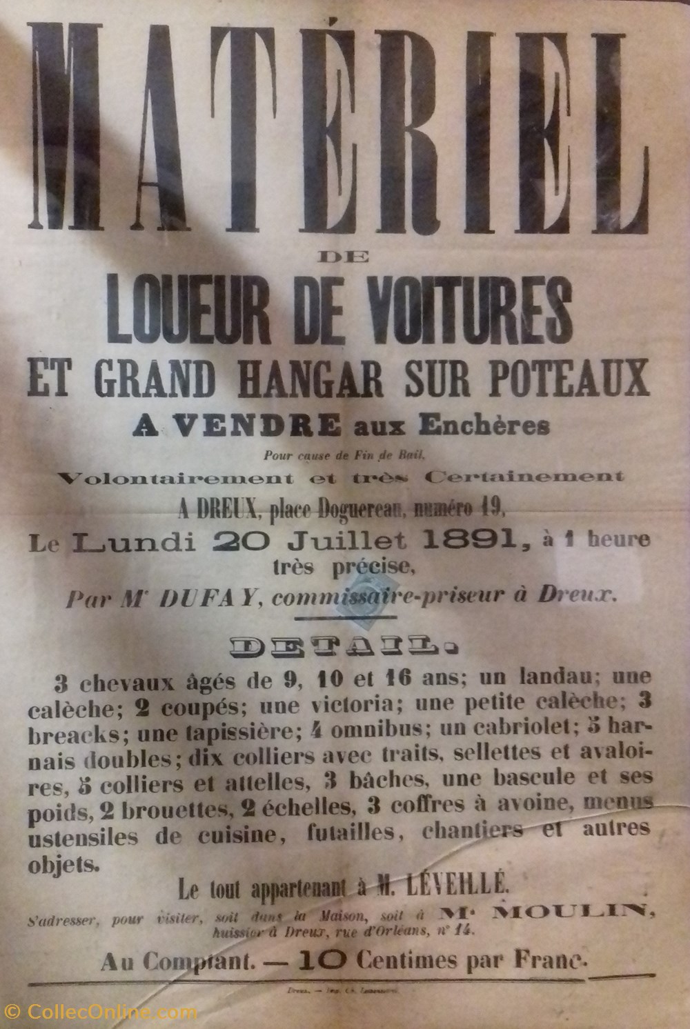 Vente de matériel de loueur de voitures et grand hangars à poteaux documents anciens affiches institutionnelle vente de materiel de loueur de voitures et grand hangars a poteaux
