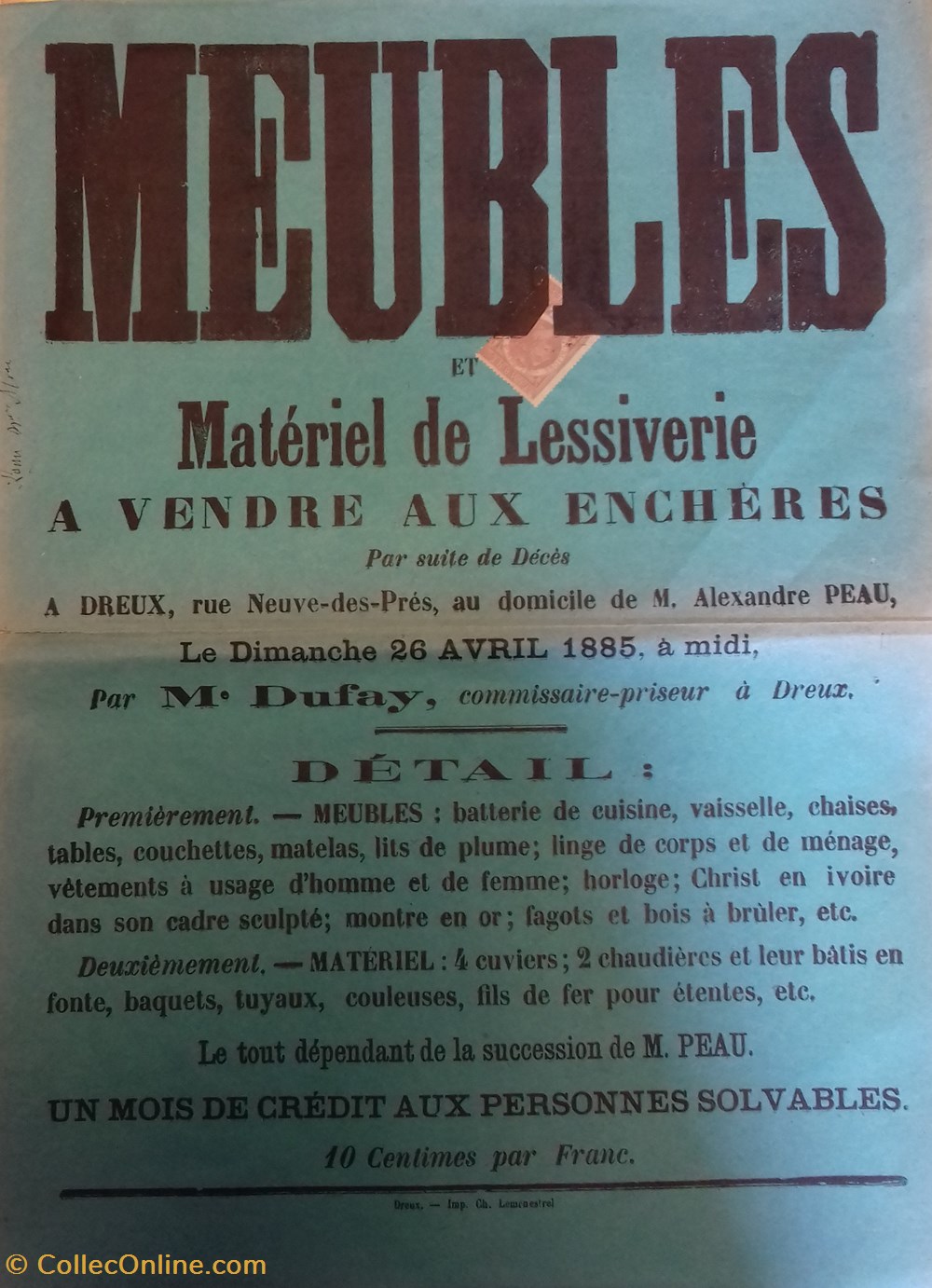 Vente de meubles et matériel de lessiverie documents anciens affiches institutionnelle vente de meubles et materiel de lessiverie