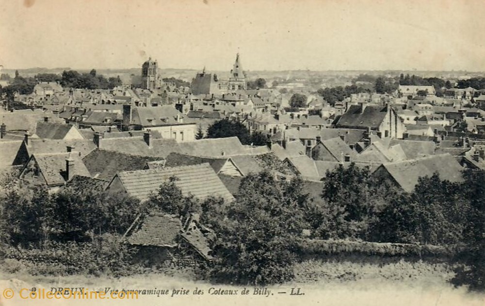 Vue de Dreux prise des Coteaux de Billy cartes postales europe france vue de dreux prise des coteaux de billy