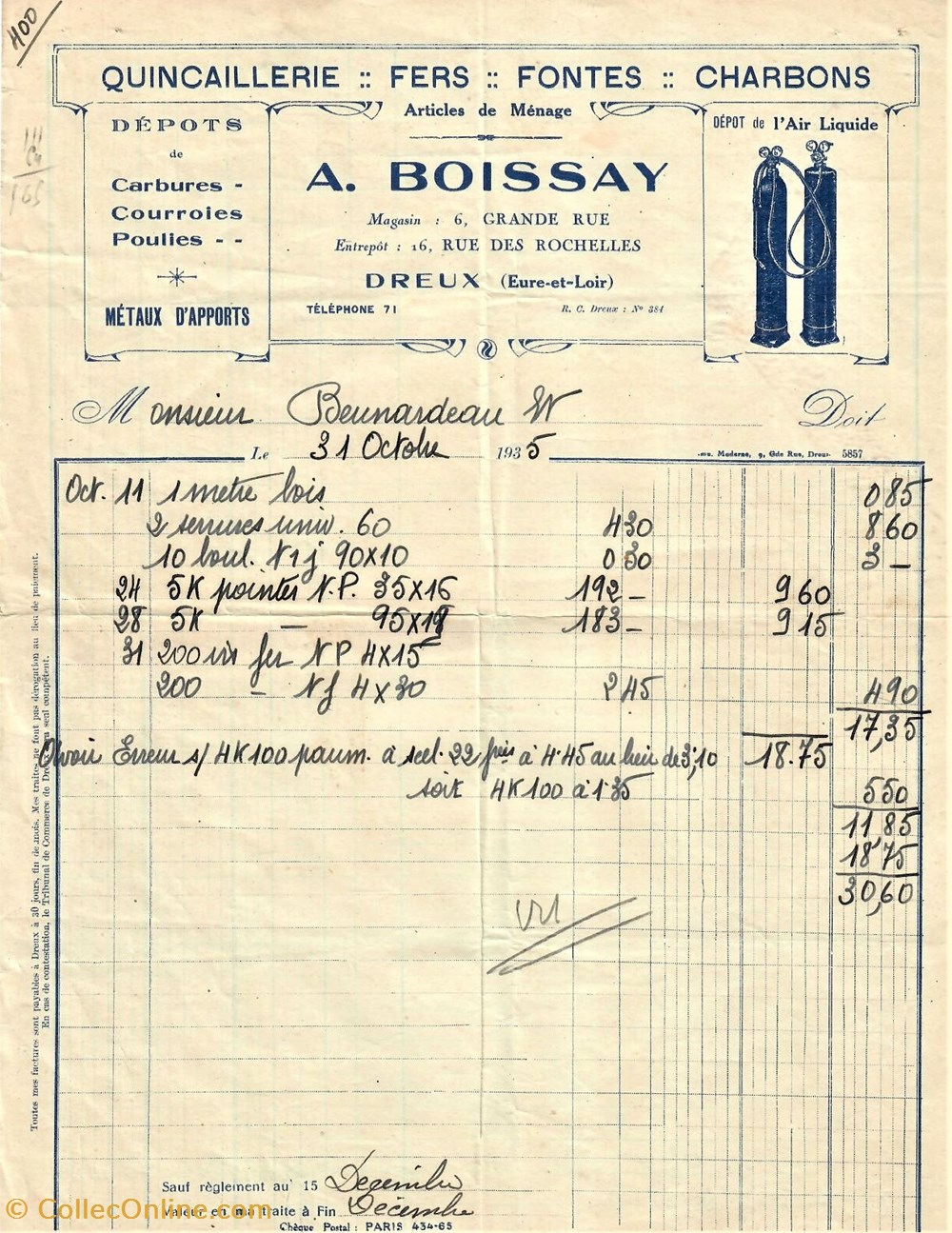 Établissements Boissay documents anciens factures commerciaux etablissements boissay