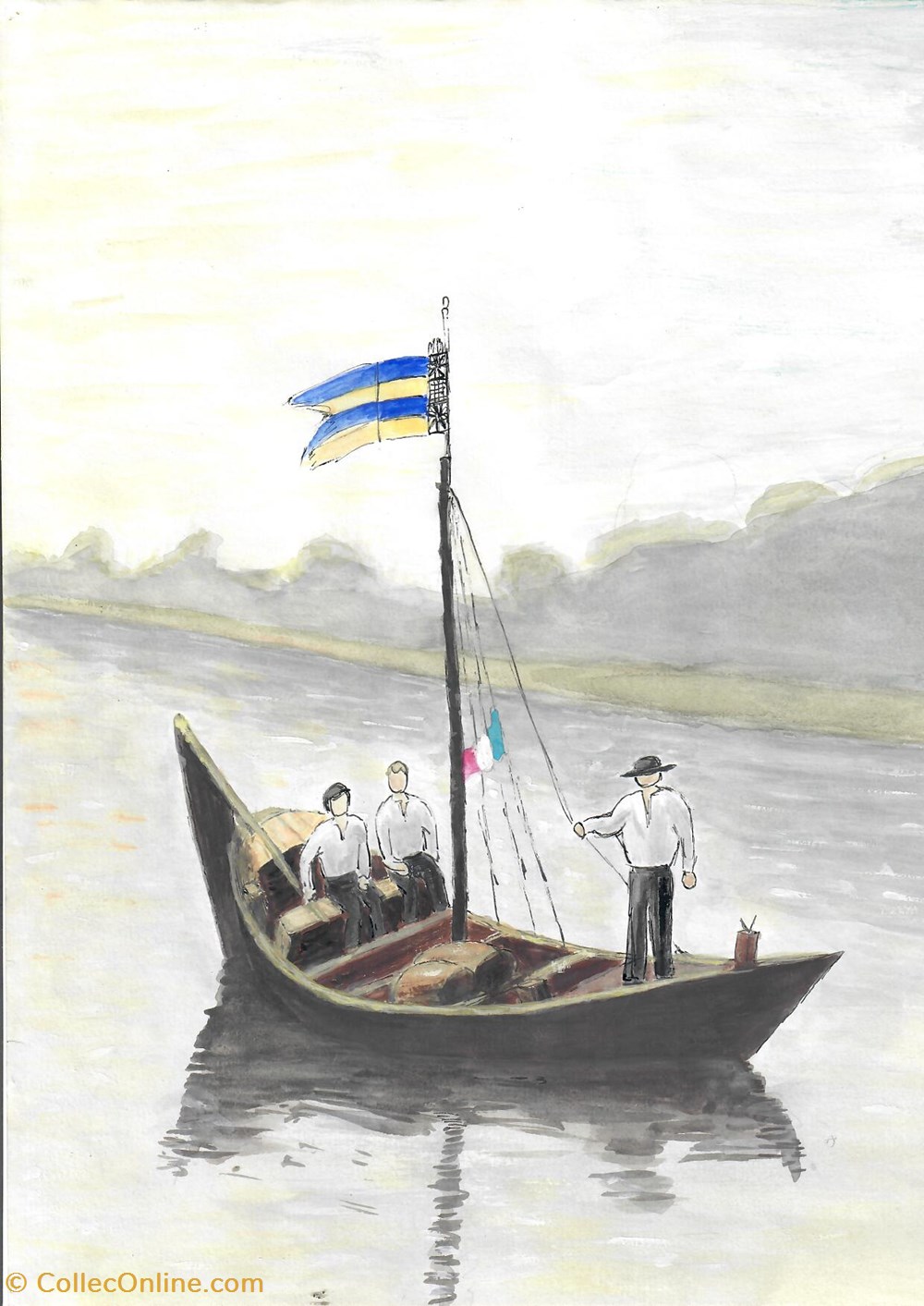 art antiquites peintures dessins gabarre saint thibault sur le plan eau ecluzelles