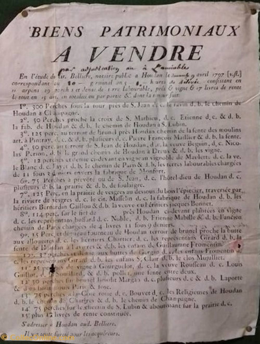 Biens patrimoniaux à vendre par adjudication ou à l'amiable documents anciens affiches institutionnelle biens patrimoniaux a vendre par adjudication ou a amiable
