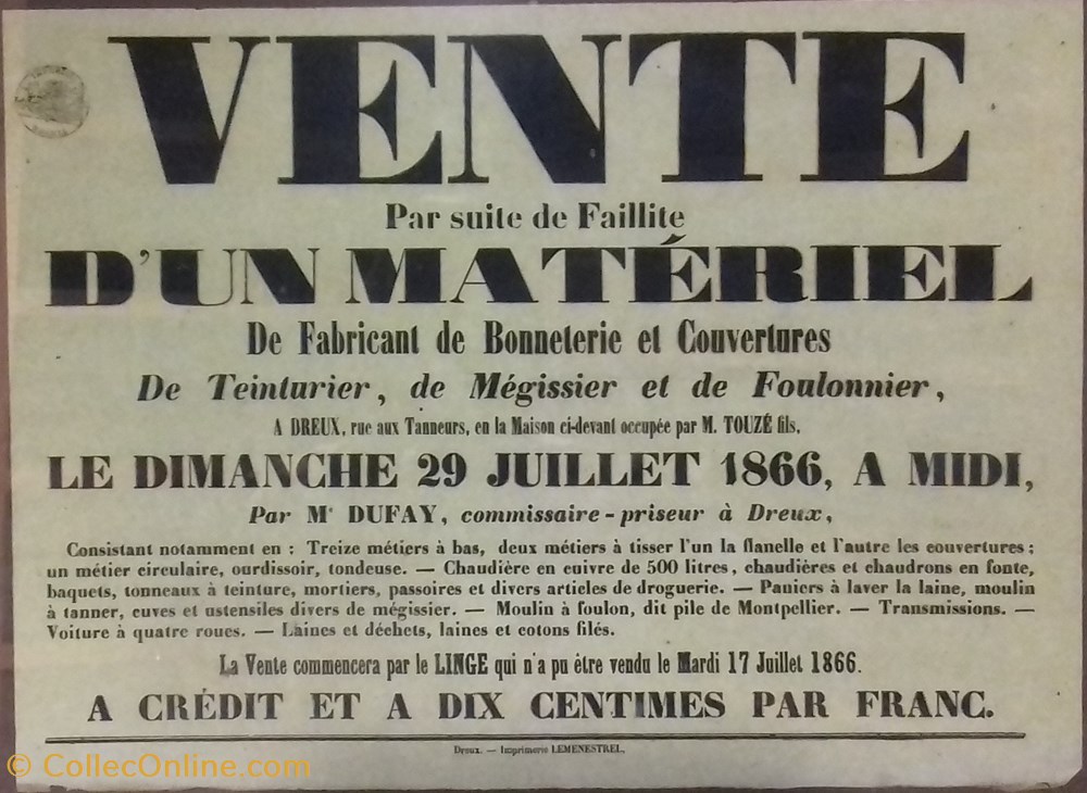 Vente de matériel de bonneterie documents anciens affiches institutionnelle vente de materiel de bonneterie