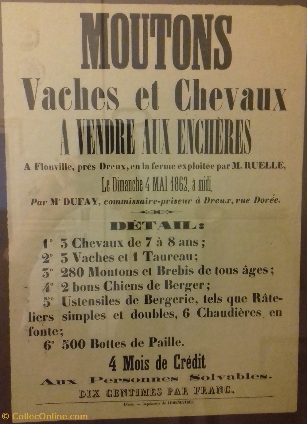 Vente de moutons, vaches et chevaux documents anciens affiches institutionnelle vente de moutons vaches et chevaux
