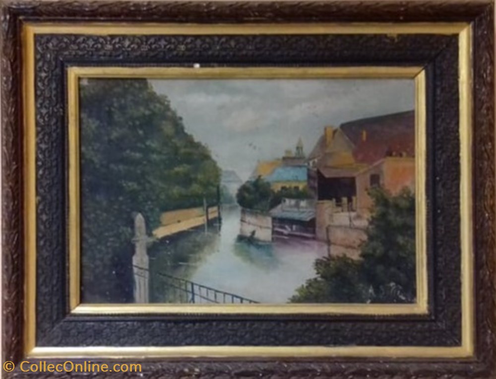 Vue du bras de l'Ecluse à Dreux art antiquites peintures dessins vue du bras de ecluse a dreux
