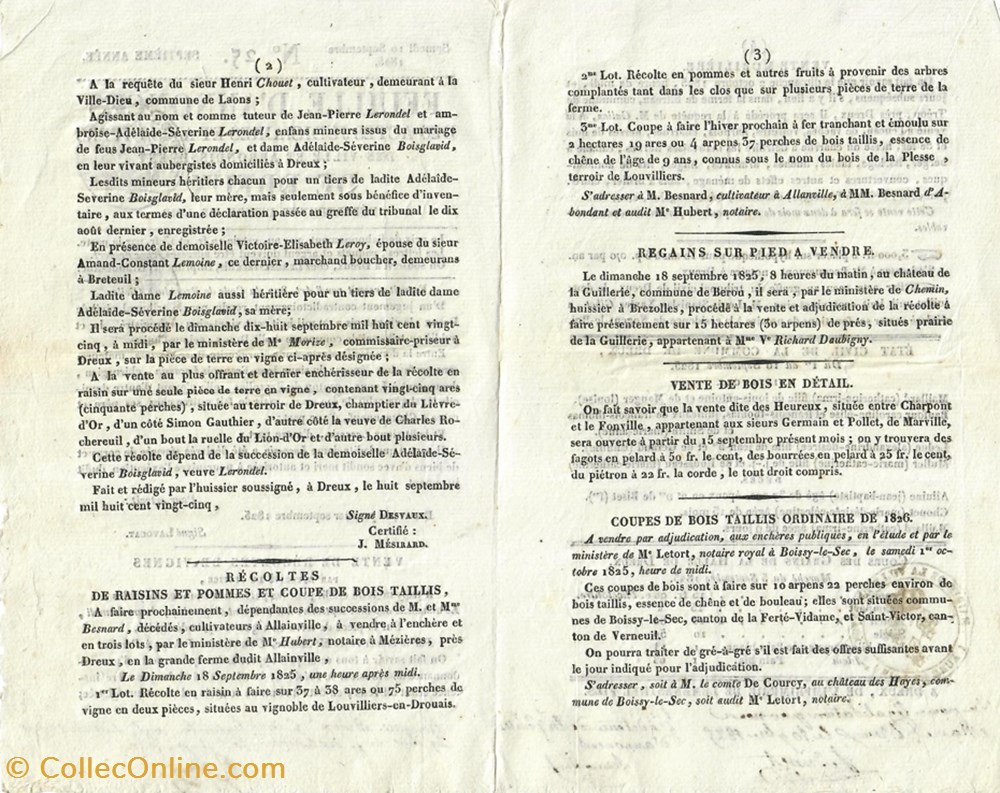 Feuilles d'annonces des actes judiciaires et avis divers des villes et arrondissement de Dreux 2 documents anciens decrets lois feuilles annonces des actes judiciaires et avis divers des villes et arrondissement de dreux