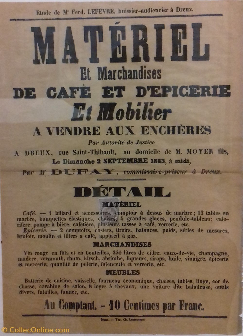 Vente de matériel et marchandises de café et d'épicerie et mobilier documents anciens affiches institutionnelle vente de materiel et marchandises de cafe et epicerie et mobilier
