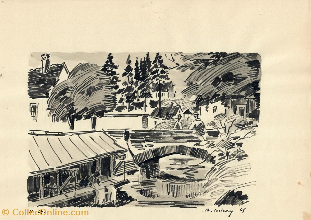 art antiquites peintures dessins pont et lavoir sur la blaise