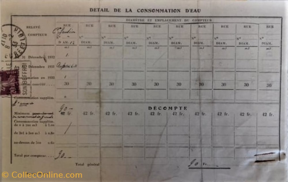 Service Municipal des Eaux de Dreux documents anciens factures commerciaux service municipal des eaux de dreux