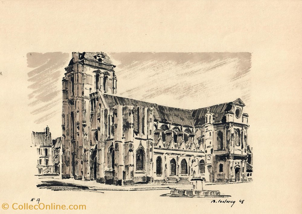 art antiquites peintures dessins eglise saint pierre depuis la place metezeau