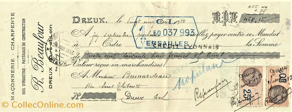 documents anciens factures commerciaux mandat de la maconnerie r beaufour
