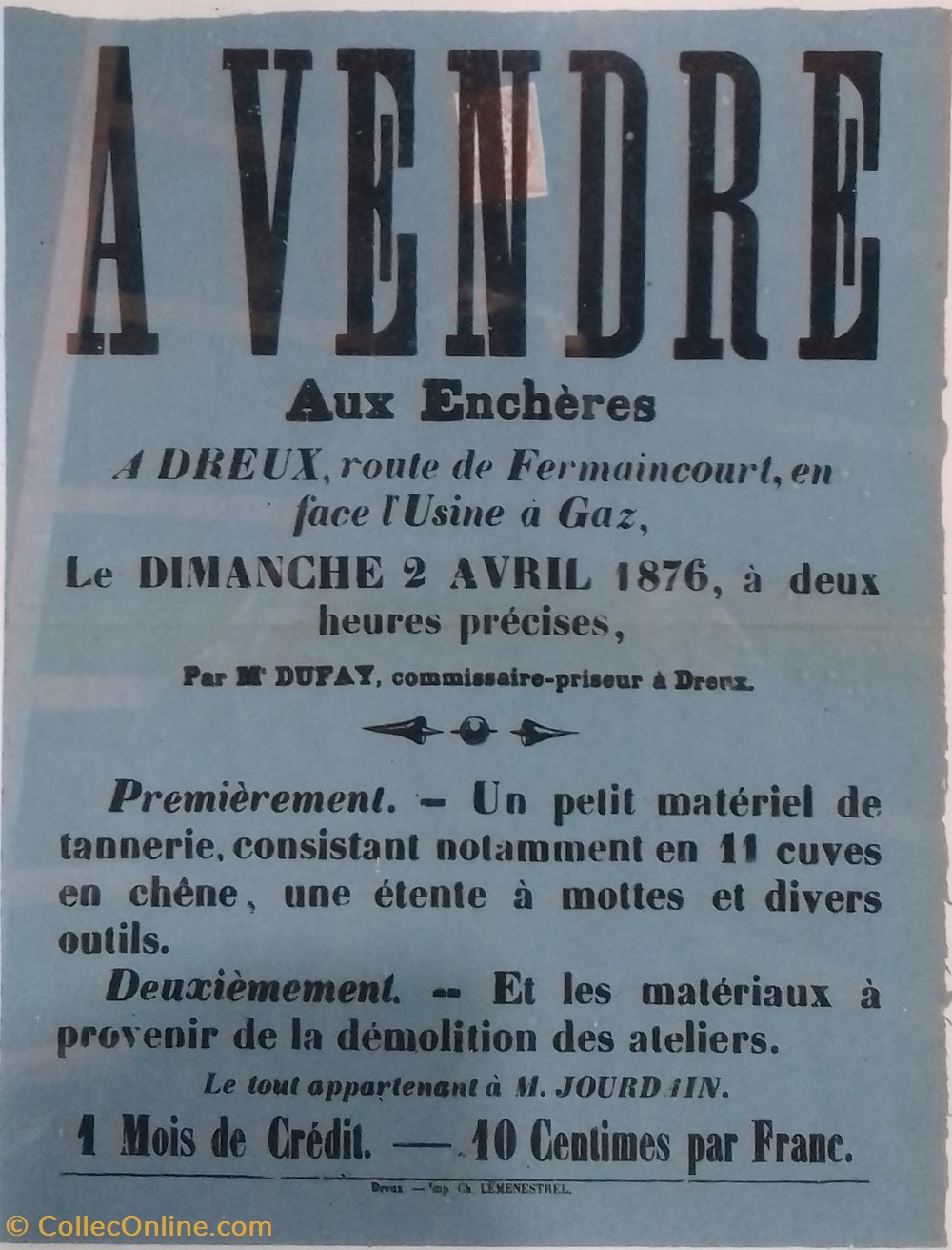 Vente de matériel de tannerie et matériaux documents anciens affiches institutionnelle vente de materiel de tannerie et materiaux
