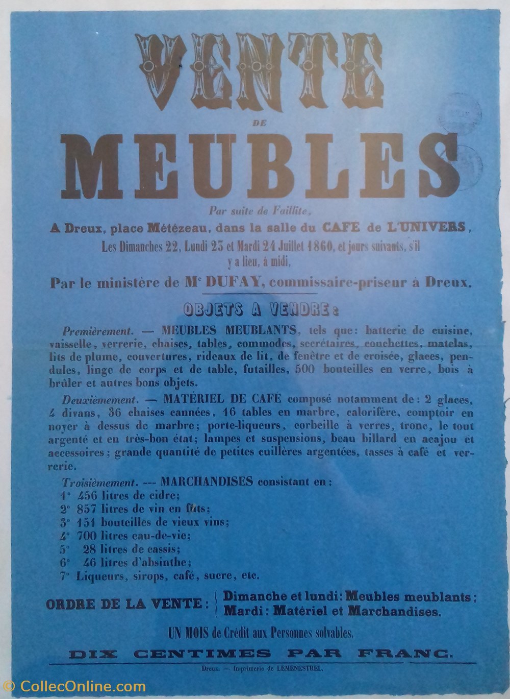 Vente de meubles documents anciens affiches institutionnelle vente de meubles
