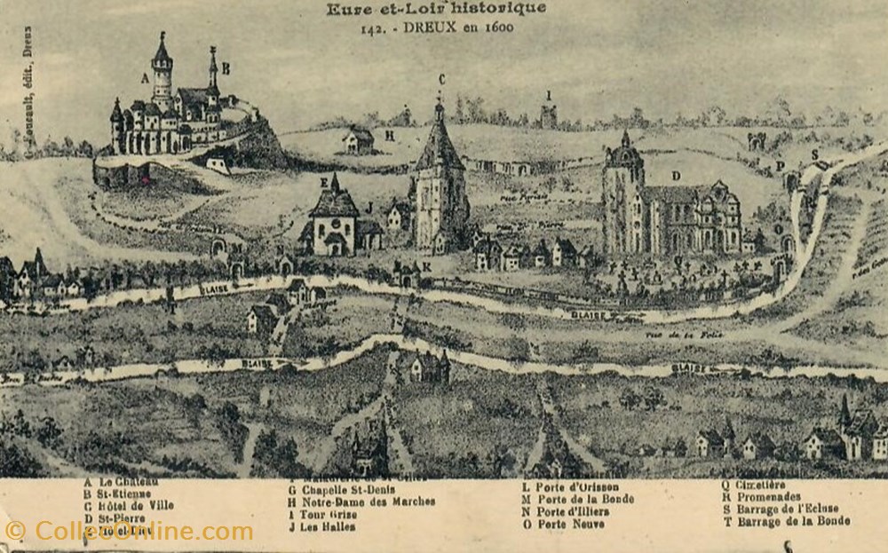 cartes postales europe france dreux en 1600
