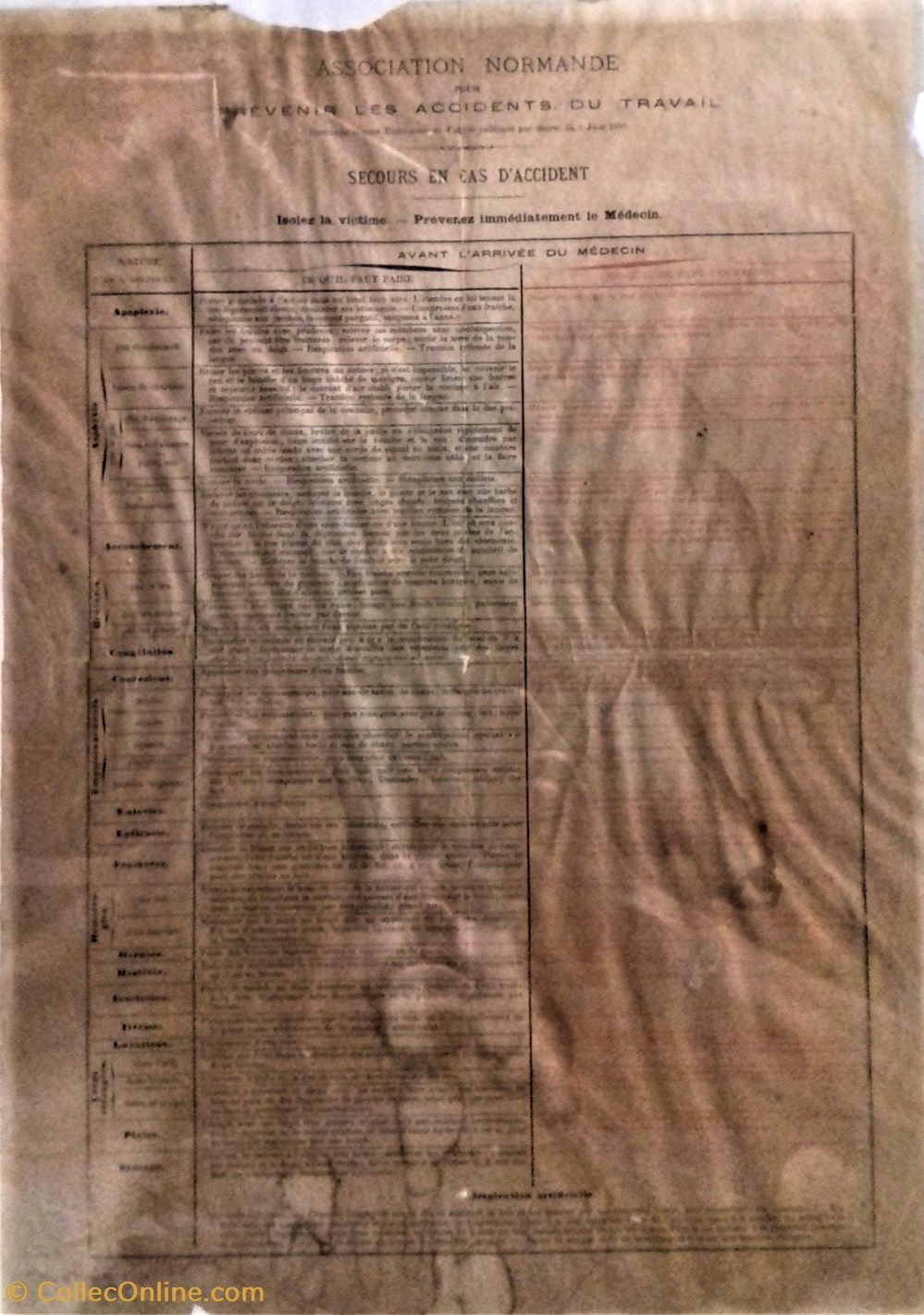 Secours en cas d'accidents de l'Association Normande documents anciens affiches institutionnelle secours en cas accidents de association normande