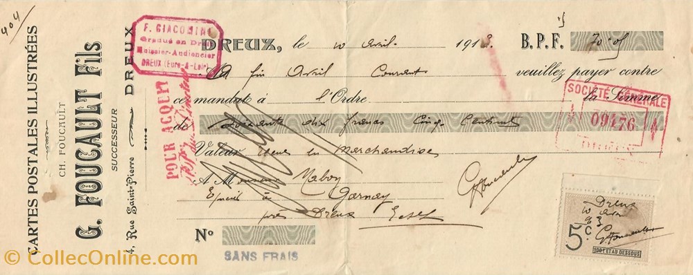 documents anciens factures commerciaux mandat cartes postales illustrees g foucault fils