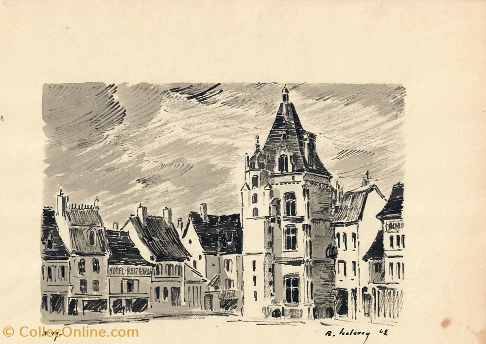Le Beffroi vu de la place Métézeau art antiquites peintures dessins le beffroi vu de la place metezeau