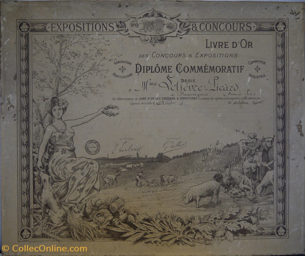 Diplôme commémoratif décerné à Mme Lelièvre-Picard documents anciens diplomes bulletins scolaires diplome commemoratif decerne a mme lelievre picard
