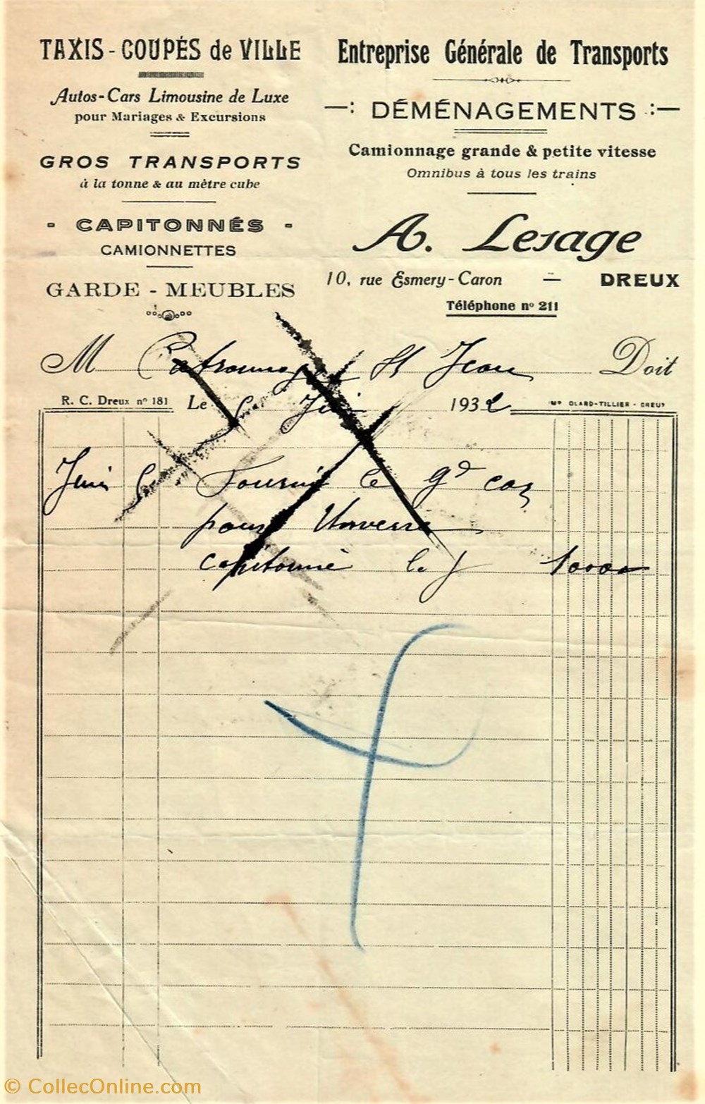 Entreprise Général de Transports A. Lesage documents anciens factures commerciaux entreprise general de transports a lesage