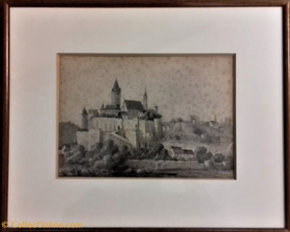 Vue du château de Dreux art antiquites peintures dessins techniques mixtes vue du chateau de dreux