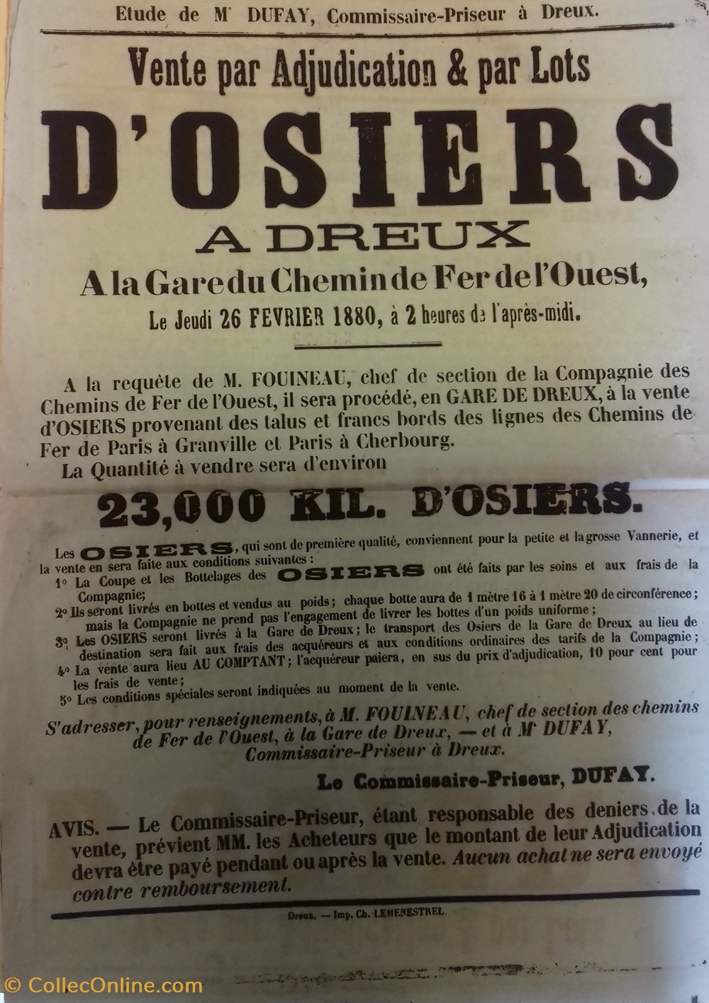 documents anciens affiches institutionnelle vente osiers
