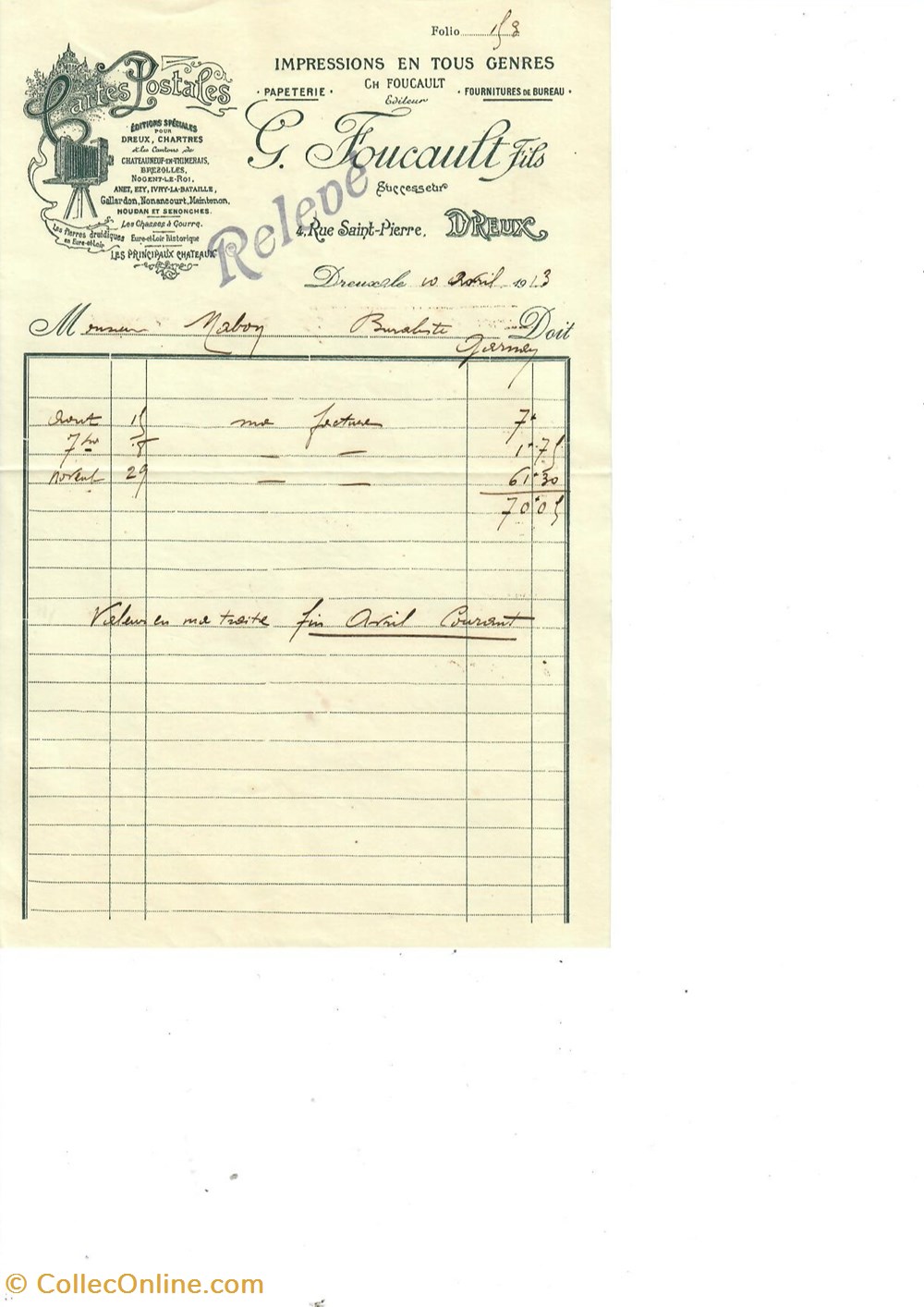 documents anciens factures commerciaux cartes postales illustrees g foucault fils
