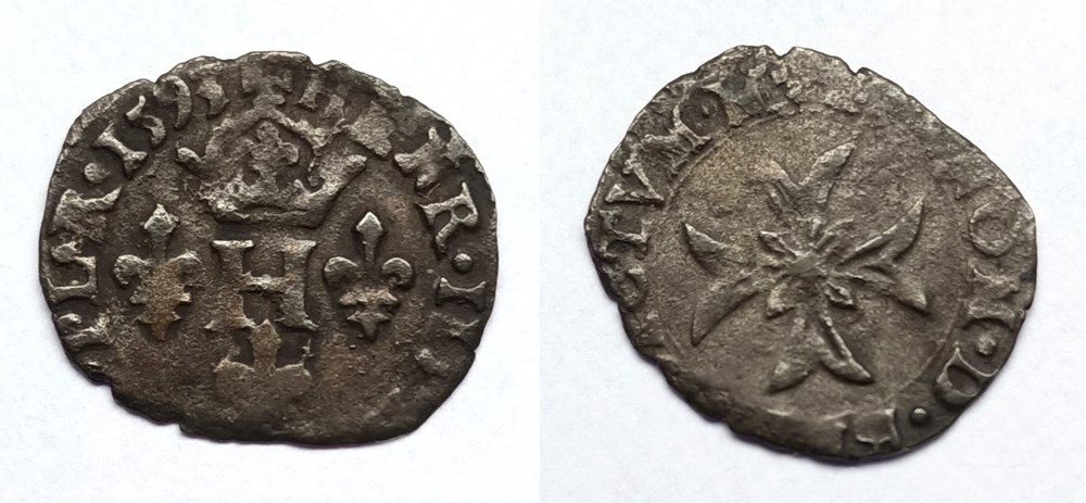 LIGUE au nom d'H III - Liard au St Esprit 1593 Martigues ou Berre monnaies europe medievale france royales ligue au nom h iii liard au st esprit 1593 martigues ou berre