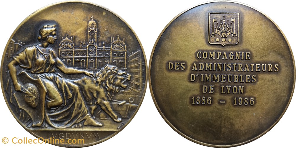 1986 Centenaire Compagnie des administrateurs d'immeubles Lyon medailles france 1986 centenaire compagnie des administrateurs immeubles lyon