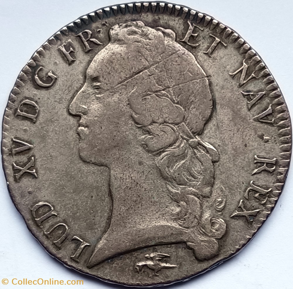 monnaies europe medievale france royales louis xv ecu au bandeau 1755 lyon