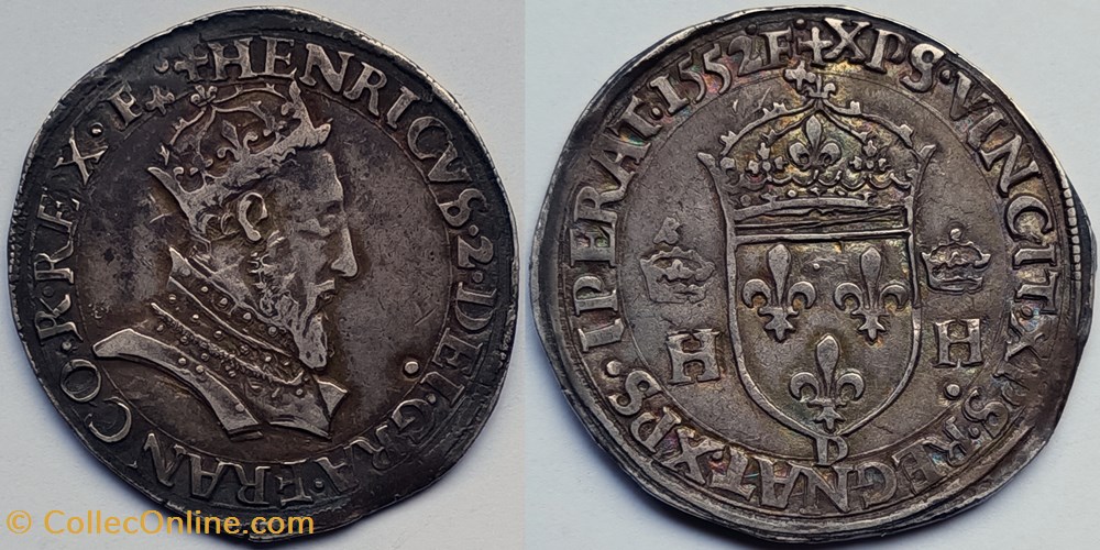 HENRI II teston à la tête couronnée 1552 D monnaies europe medievale france royales henri ii teston a la tete couronnee 1552 d