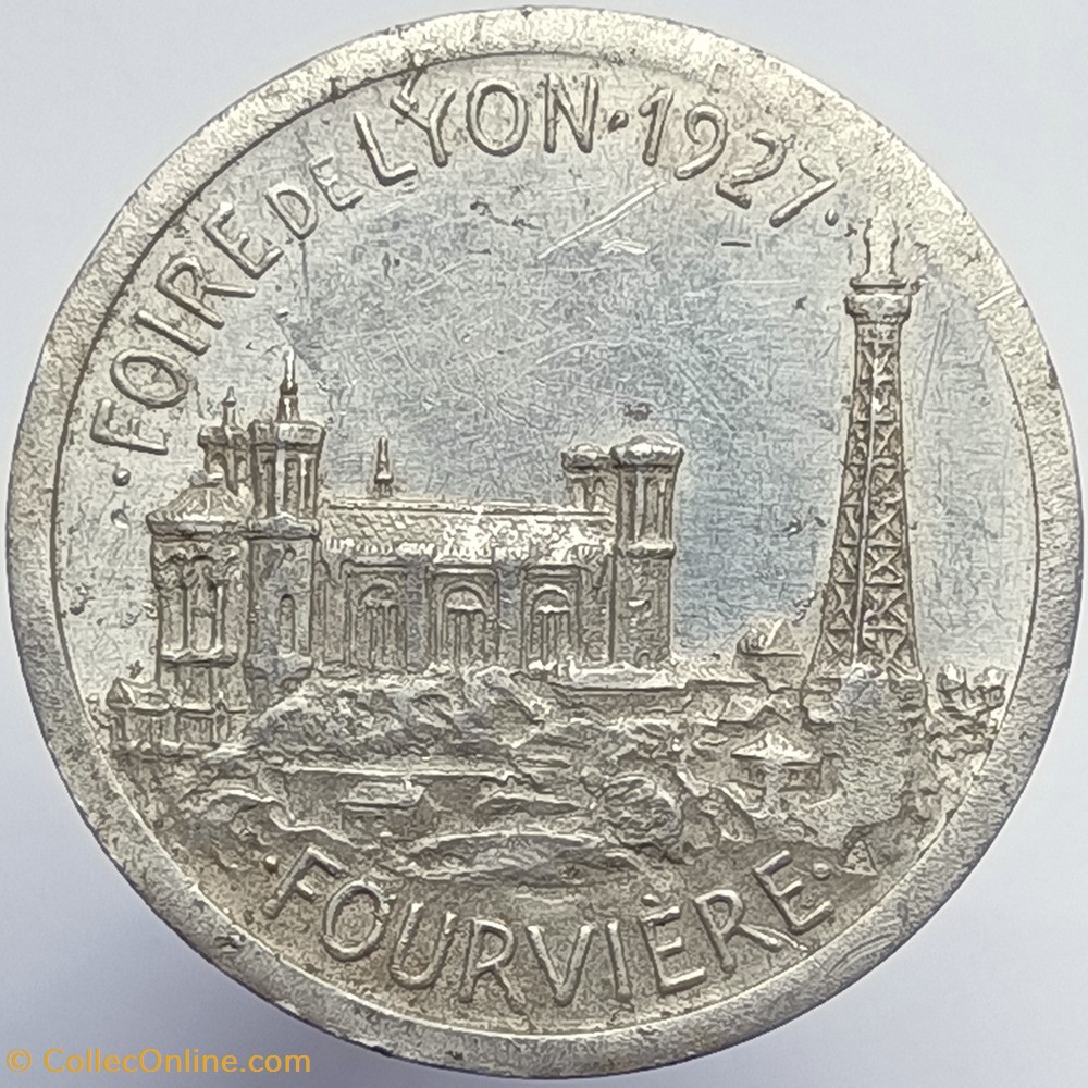 FOIRE DE LYON - 1927 - FOURVIERE - Descours & Cabaud monnaies paranumismatique jetons poids foire de lyon 1927 fourviere descours cabaud